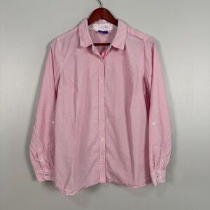 Le Tigre Womens Large Button Down Long Sleeve Shirt Pink Pinstripe Blouse